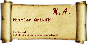 Mittler Anikó névjegykártya